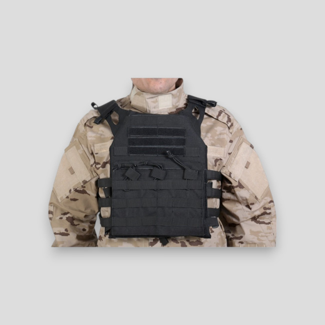 Chaleco portaplacas V18 + 2 placas de protección Dummy - Negro - Delta Tactics