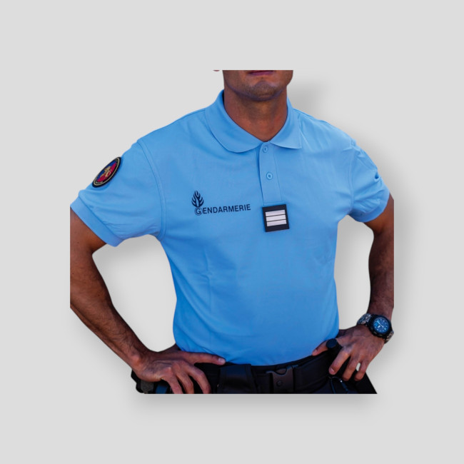 Atmungsaktives Gendarmerie-Polo Blau + Klettverschluss - Patrol Equipement