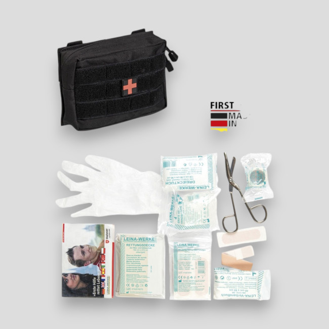 Kit de primeros auxilios Leina Pro. de 25 piezas negro - Miltec