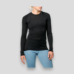 Camiseta manga larga Crewneck LITE negra - Woolpower