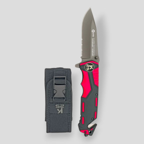 Couteau Sapeurs-Pompiers avec étui en nylon - Rouge - K25