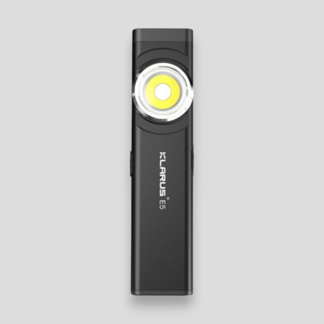 Linterna recargable de doble fuente de luz E5 (600 lúmenes) - Negro - Klarus