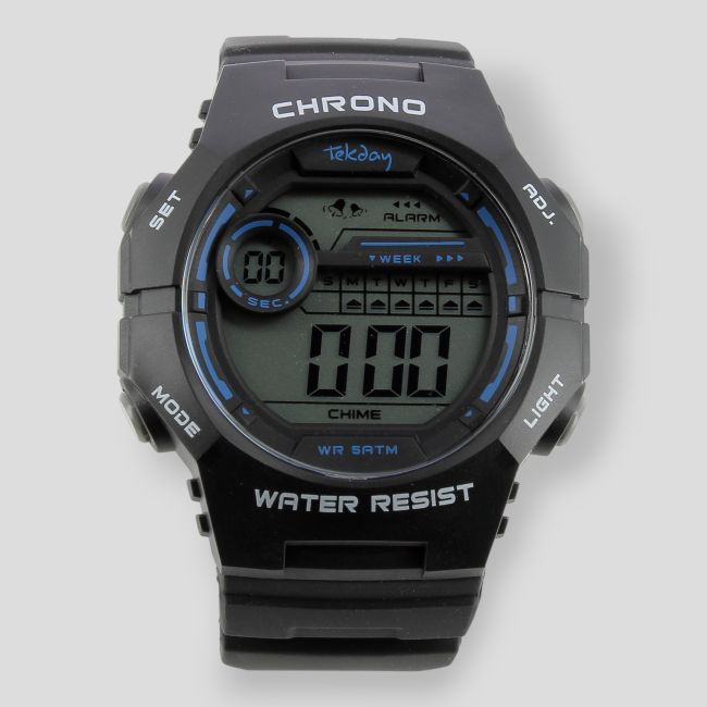 Reloj digital con correa de plástico - Negro - Tekday