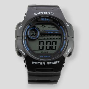 Montre digitale avec bracelet plastique - Noir - Tekday