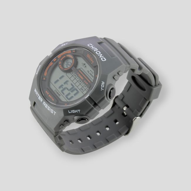 Reloj digital con correa de plástico - Gris Medio - Tekday
