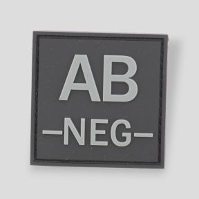 Parche de PVC con velcro grupo sanguíneo AB- - Negro - DMB