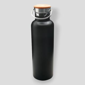 Garrafa térmica Arima, preta, tampa de bambu, 500ml - Baladéo