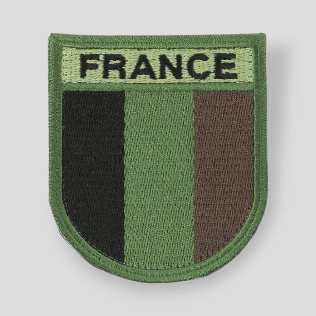 Emblema de Tecido com velcro França com contorno verde - Baixa visibilidade Verde