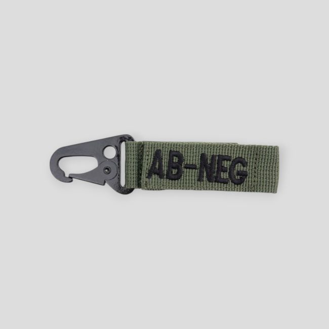 Porte-clé mousqueton groupe sanguin AB+ vert olive - Ares