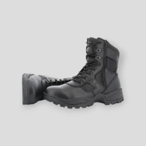 Botas de intervenção 2 zips couro/nylon - Preto - GK