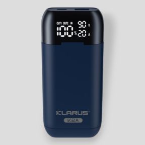 Carregador duplo 3 em 1 K2A para baterias recarregáveis 21 700/20 700/18 650 Li-on - Azul Marinho - Klarus