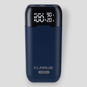 Chargeur double 3 en 1 K2A pour batteries rechargeables 21 700/20 700/18 650 Li-on - Bleu Marine - Klarus