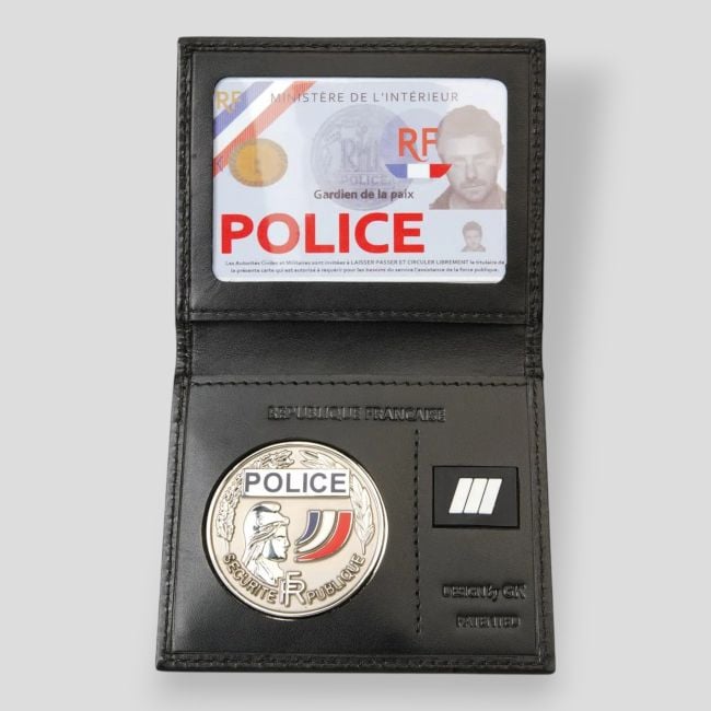 Porte-cartes en cuir avec emplacement grade et médaille - Noir - GK Porte-cartes en cuir avec emplacement grade et médaille - Noir - GK