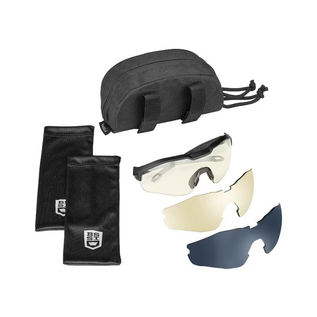 MY6 Eyeshield Ballistische Schutzbrille (3-Gläser-Set Farblos/Kupfer/Rauchgrau) - Schwarz - Bollé Safety