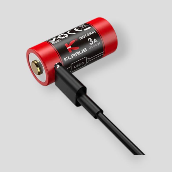 Batería recargable 16GT-85UR con puerto micro-USB (16 340 Li-on, 3,6V, 850mAh) - Klarus