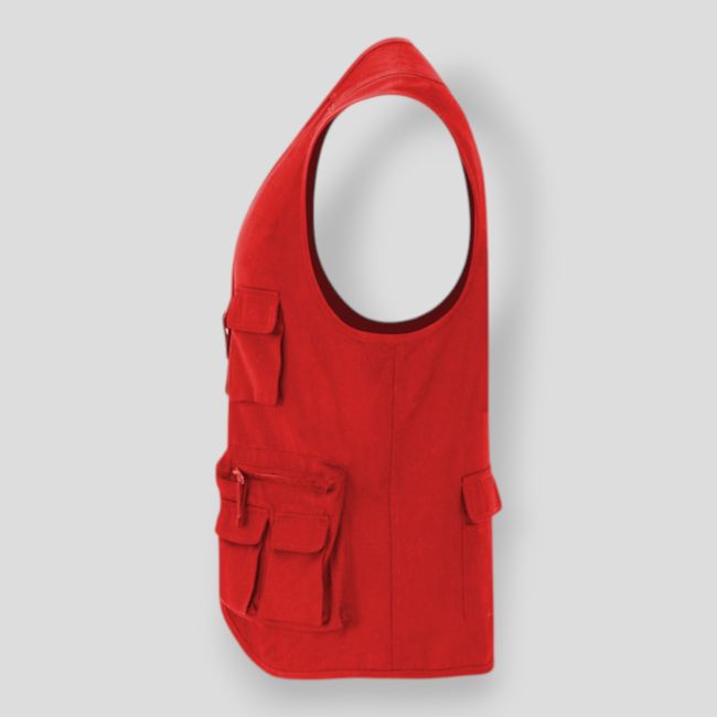 Gilet de travail multi-poches col en V Venera - Rouge - Roly