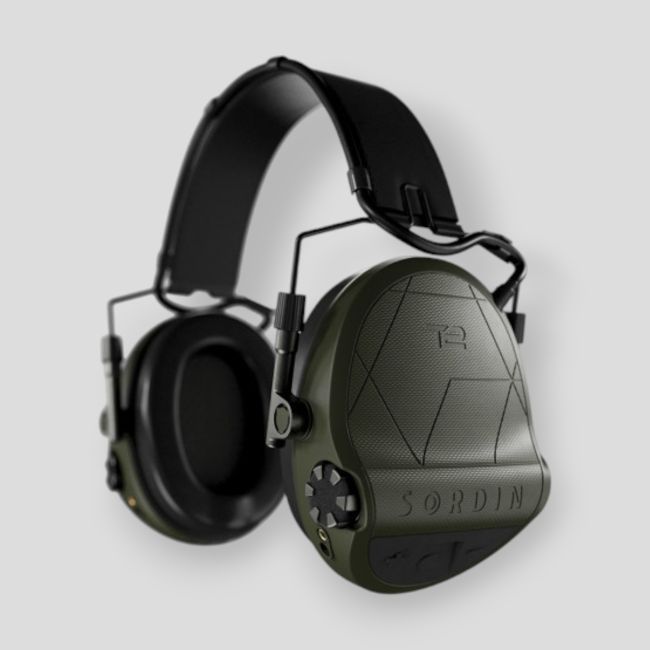Casque anti-bruit avec serre-tête en cuir noir Suprême T2 (SNR : 29db) - Vert Olive - MSA Sordin