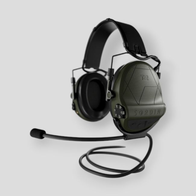 Casque anti-bruit avec serre-tête en cuir noir Suprême T2 (SNR : 29db) - Vert Olive - MSA Sordin