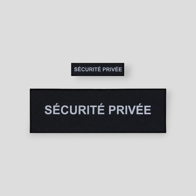 Flaps SECURITE PRIVEE Zwart HV (borst en rug) 3x12cm+10x30cm - GK