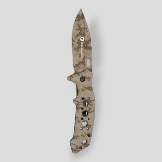 Cuchillo táctico plegable (hoja 8,5cm) - Pixel Tan - K25