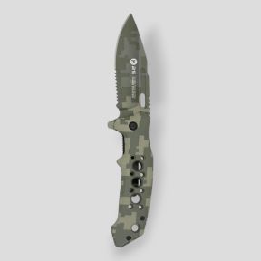 Cuchillo plegable táctico (hoja 8,5cm) - Pixel Verde - K25