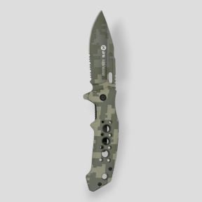 Cuchillo plegable táctico (hoja 8,5cm) - Pixel Verde - K25