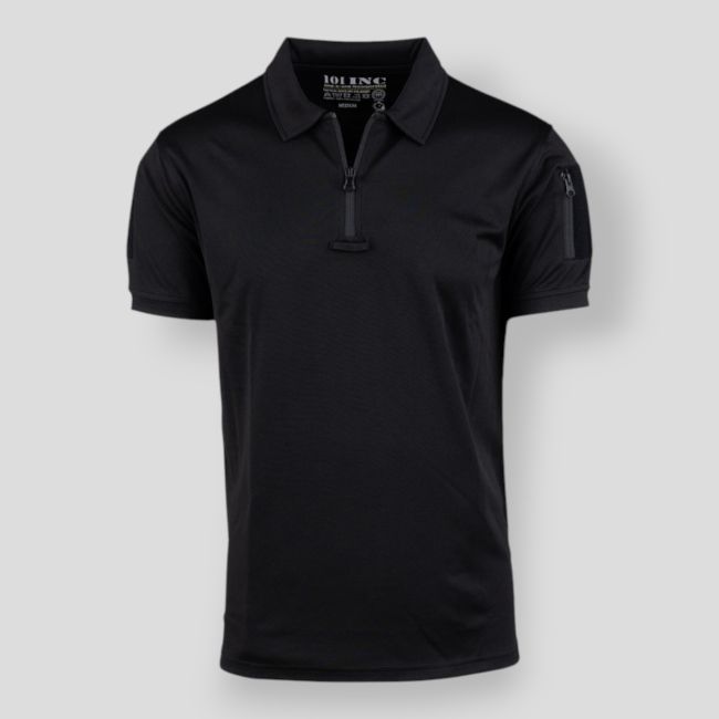 Tactische polo Quick Dry met rits - Zwart - 101 Inc