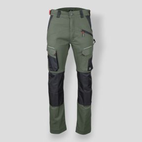 Stretch-Hose zweifarbig mit Knieschützer-Taschen MEMORY - Khaki/Schwarz - LMA