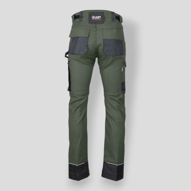 Spodnie stretch dwukolorowe z kieszeniami na nakolanniki MEMORY - Khaki/Czarne - LMA