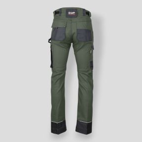 Pantalon stretch bicolore avec poches genouillères MEMORY - Kaki/Noir - LMA