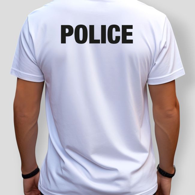 TEE SHIRT BLANC MC IMPRIME POLICE -Patrol Equipement