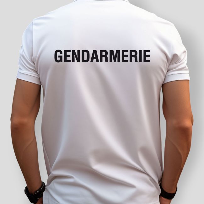 Polo à manches courtes sérigraphié Gendarmerie - Blanc - Patrol Equipement