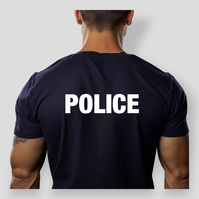 T-shirt sérigraphié Police - Bleu Marine - Patrol Equipement