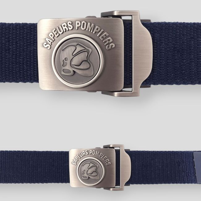 Ceinturon sangle en nylon avec boucle métal gravée Sapeurs Pompiers - Bleu Marine - Patrol Equipement