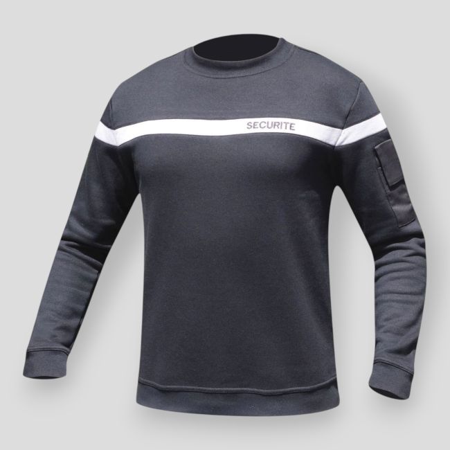 SWEAT NOIR BANDE GRISE SECURITE - Patrol Equipement