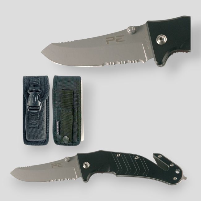 Couteau Stylo Pliant M390 – Brise-vitre – étui PU – Noir