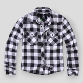 Chemise enfant à carreaux blanc/noir - Brandit