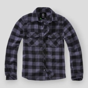 Chemise enfant à carreaux noir/gris - Brandit