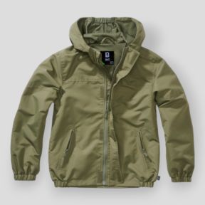 Kinder-Sommer-Windjacke mit Reißverschluss oliv - Brandit