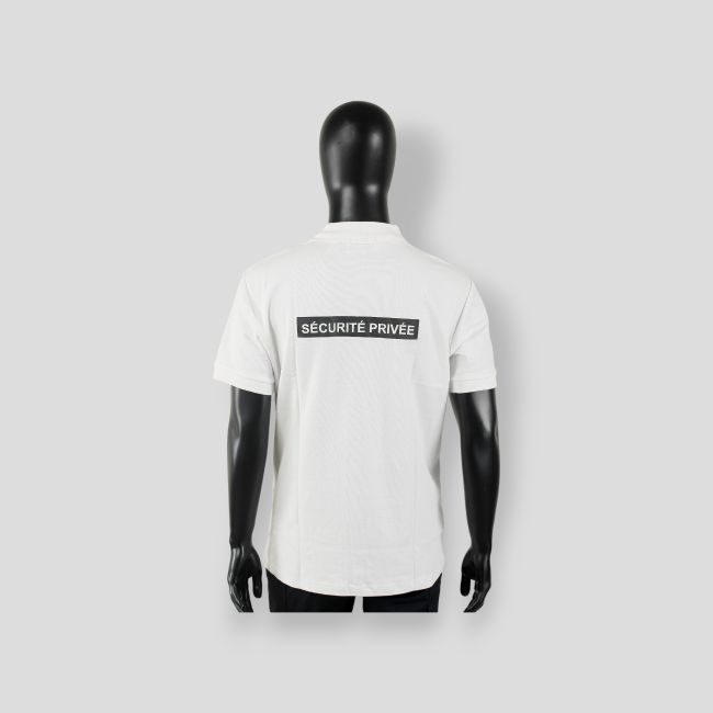 Polo avec fenêtre matricule à broder Sécurité Privée - Blanc - CityGuard