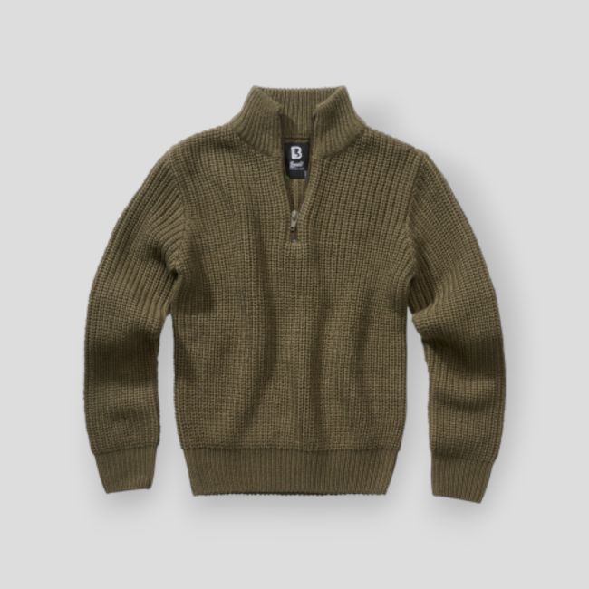Kinderpullover met rits olijfgroen - Brandit