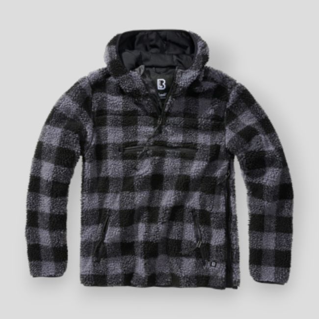 Fleece-Kapuzensweatshirt mit Reißverschluss schwarz/grau - Brandit