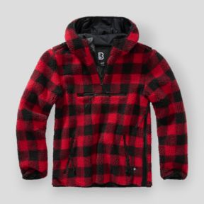 Fleece-Kapuzensweatshirt mit Reißverschluss rot/schwarz - Brandit