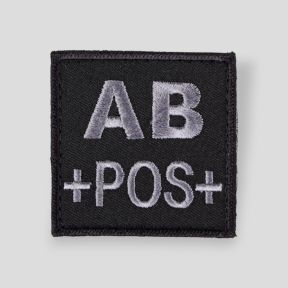 Patch carré Tissu 3D groupe sanguin AB+ avec velcro - Noir