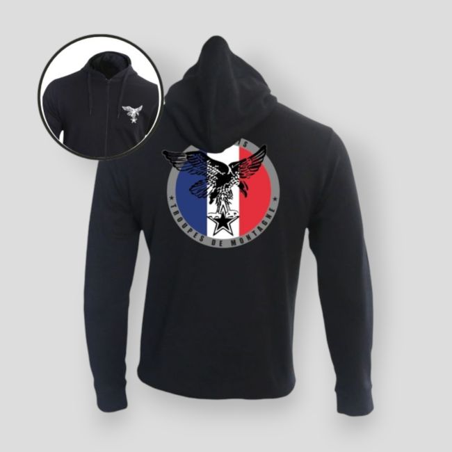Sweatshirt mit Reißverschluss Gebirgstruppen Frankreich - Schwarz - Summit Outdoor Lifestyle