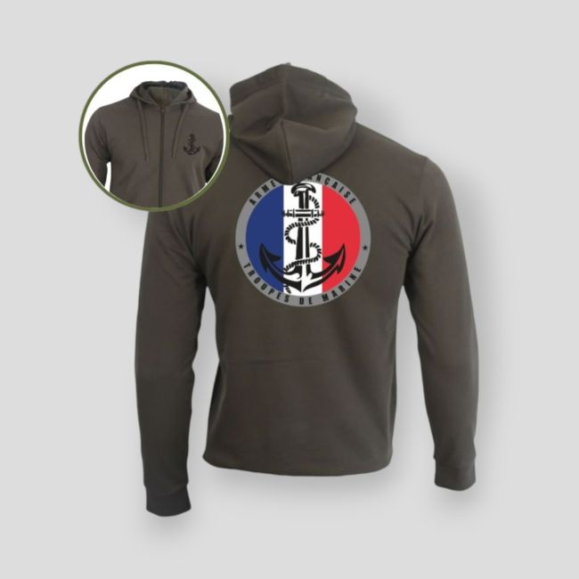 Sweat-shirt zippé Troupes de Marine France - Kaki - Summit Outdoor Lifestyle