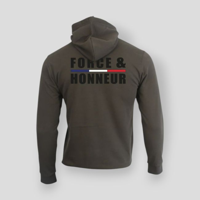 Sweatshirt com fecho de correr Force & Honneur Liseré - Caqui - Summit Outdoor Lifestyle