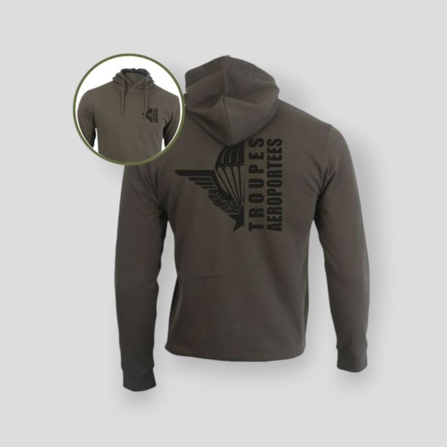 Sudadera con cremallera Troupes Aéroportées Design - Caqui - Summit Outdoor Lifestyle