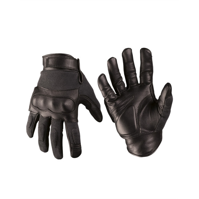Taktische Handschuhe Leder/Kevlar schwarz - Miltec