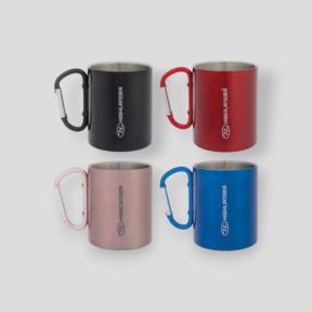 Lot de 4 mugs-mousquetons 300ml - Noir/Rouge/Rose/Bleu - Highlander